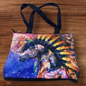 Quilted Tote Bag Horse Dreamcatcher Print Shoulder Bag Travel‎ Handbag